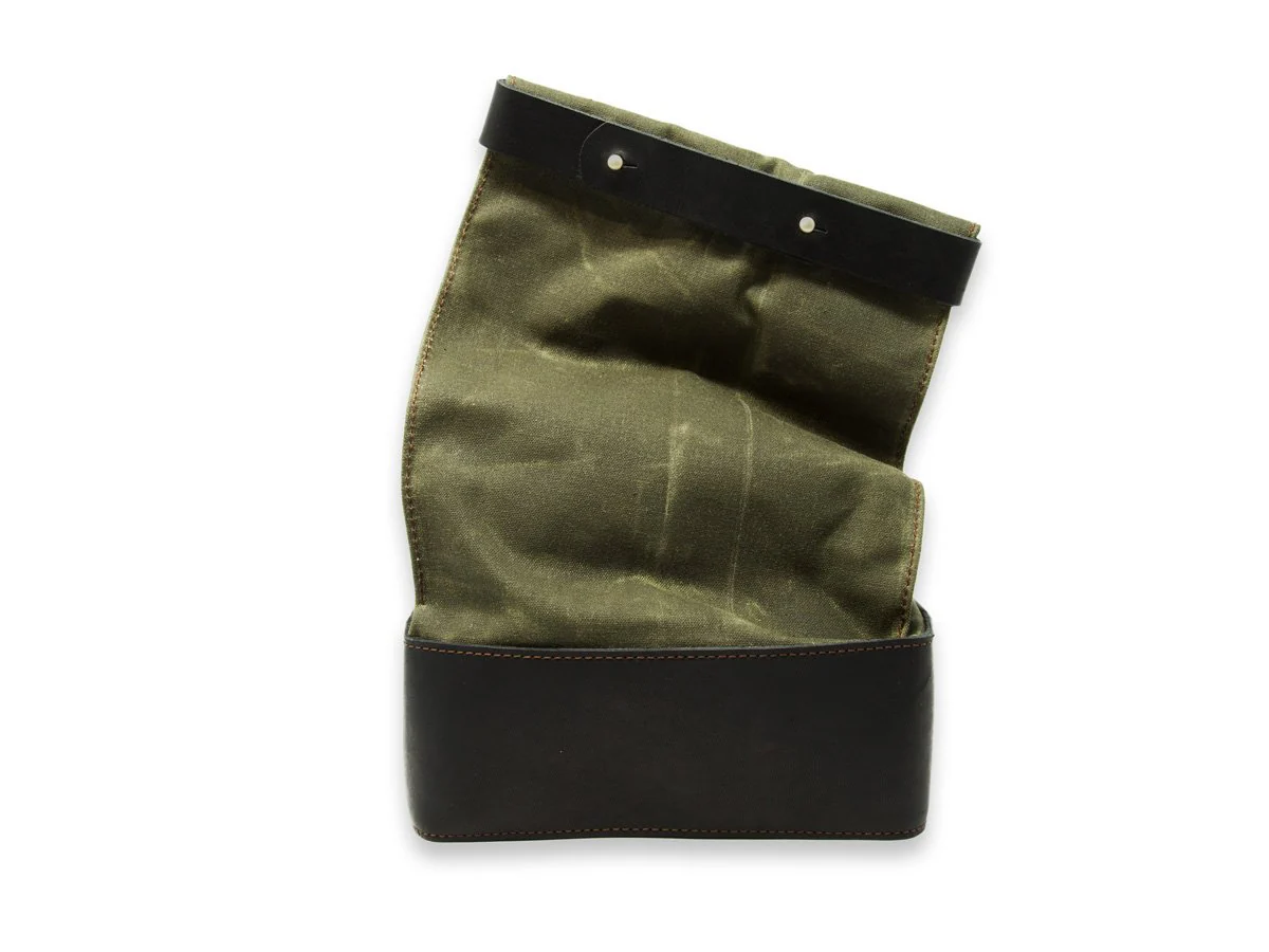 Waxed Canvas and Leather Lunch Bag - Green - Image 7