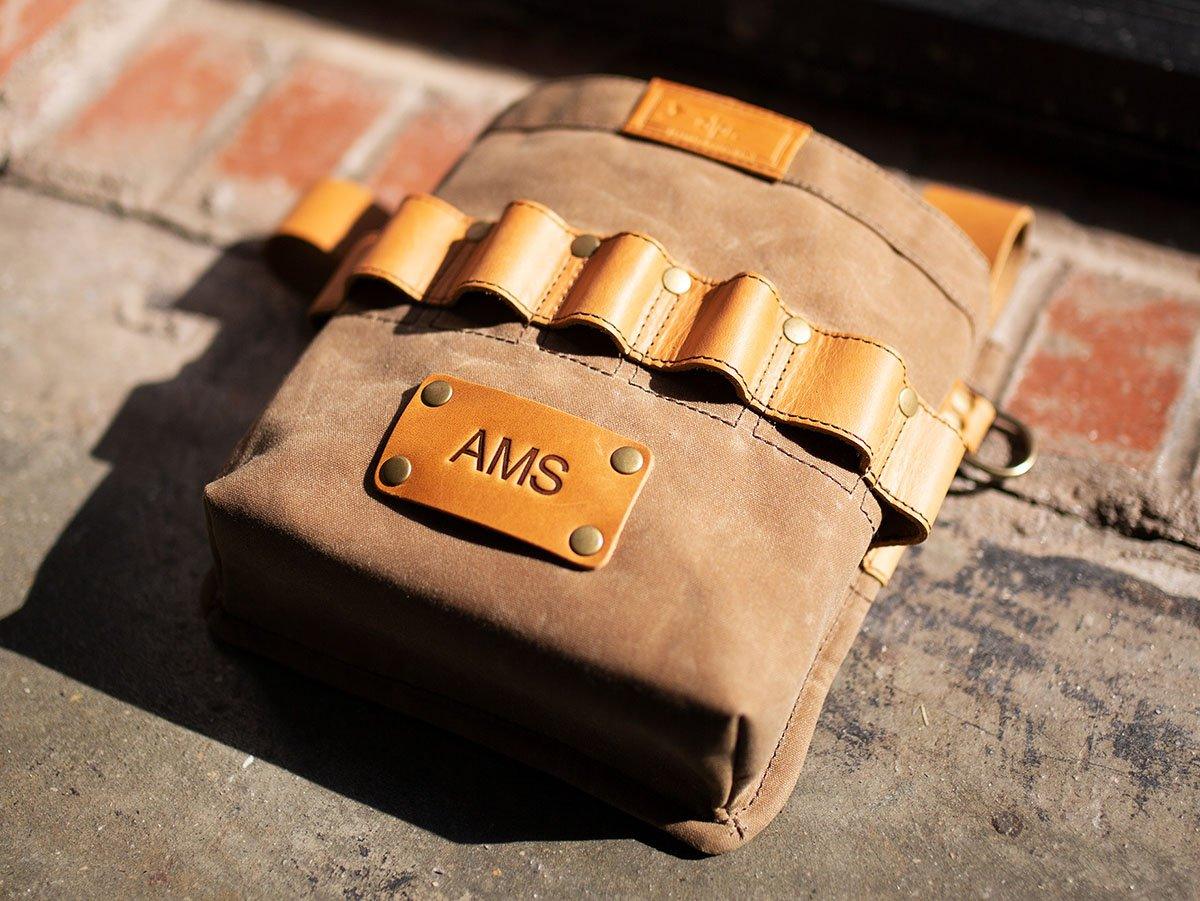 Waxed Canvas and Leather Tool Pouch - Brown - Image 4
