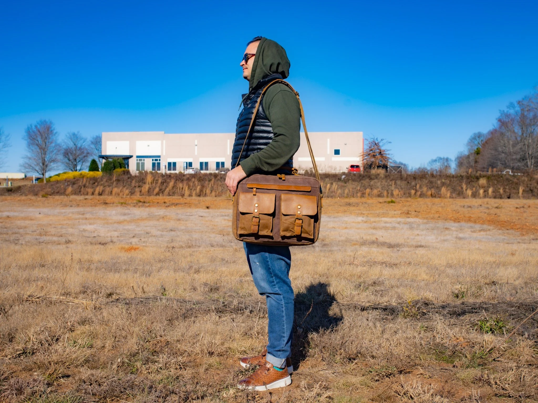 Waxed Canvas Briefcase Alvin - Brown - Image 5