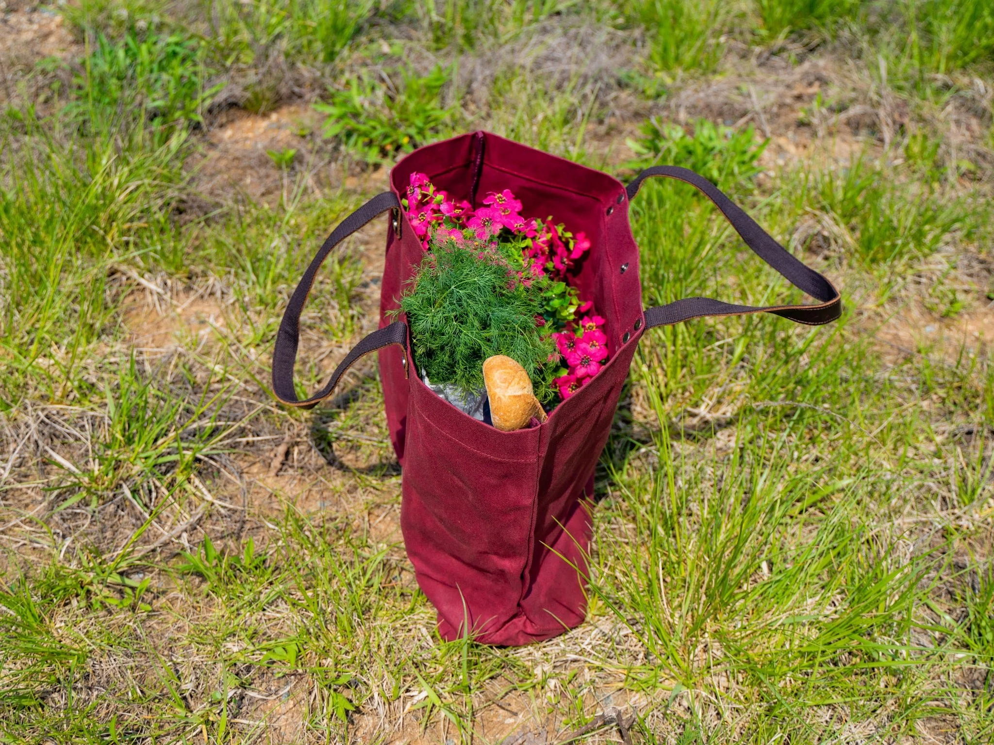 Waxed Canvas Tote Bag - Red - Image 2
