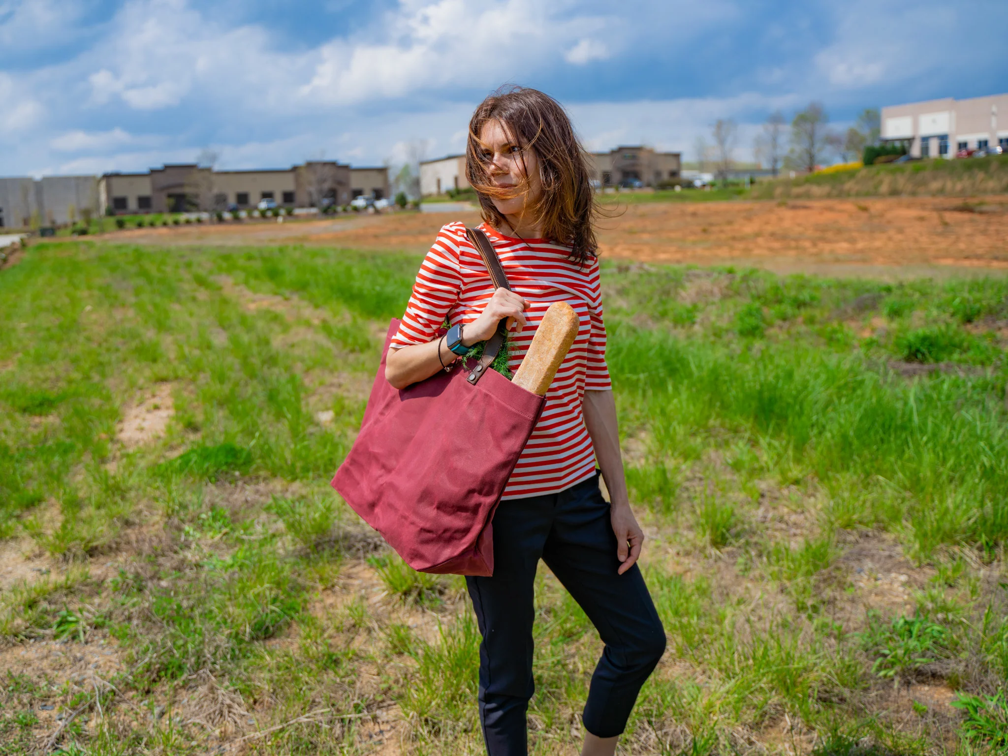 Waxed Canvas Tote Bag - Red - Image 3