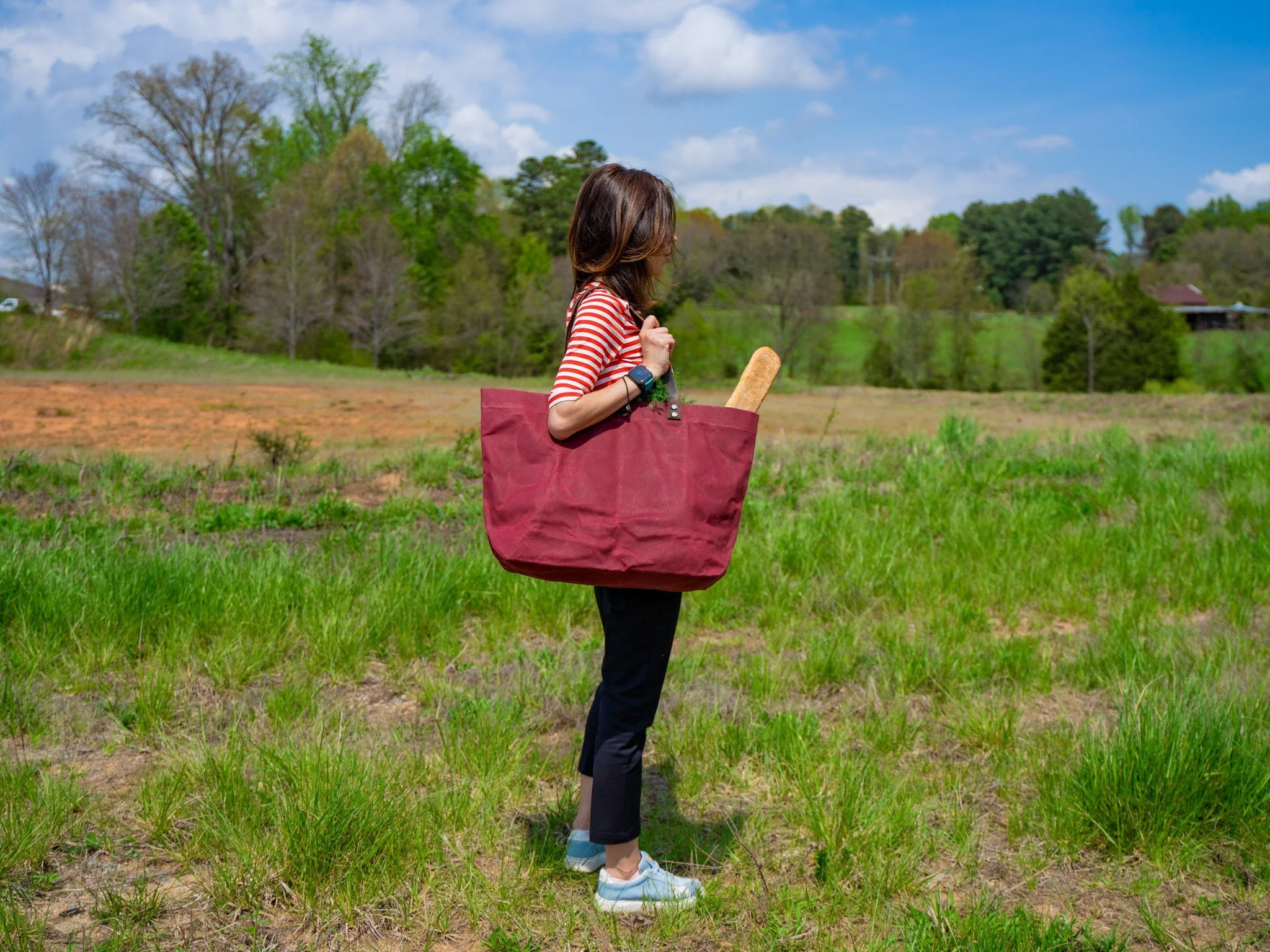 Waxed Canvas Tote Bag - Red - Image 4