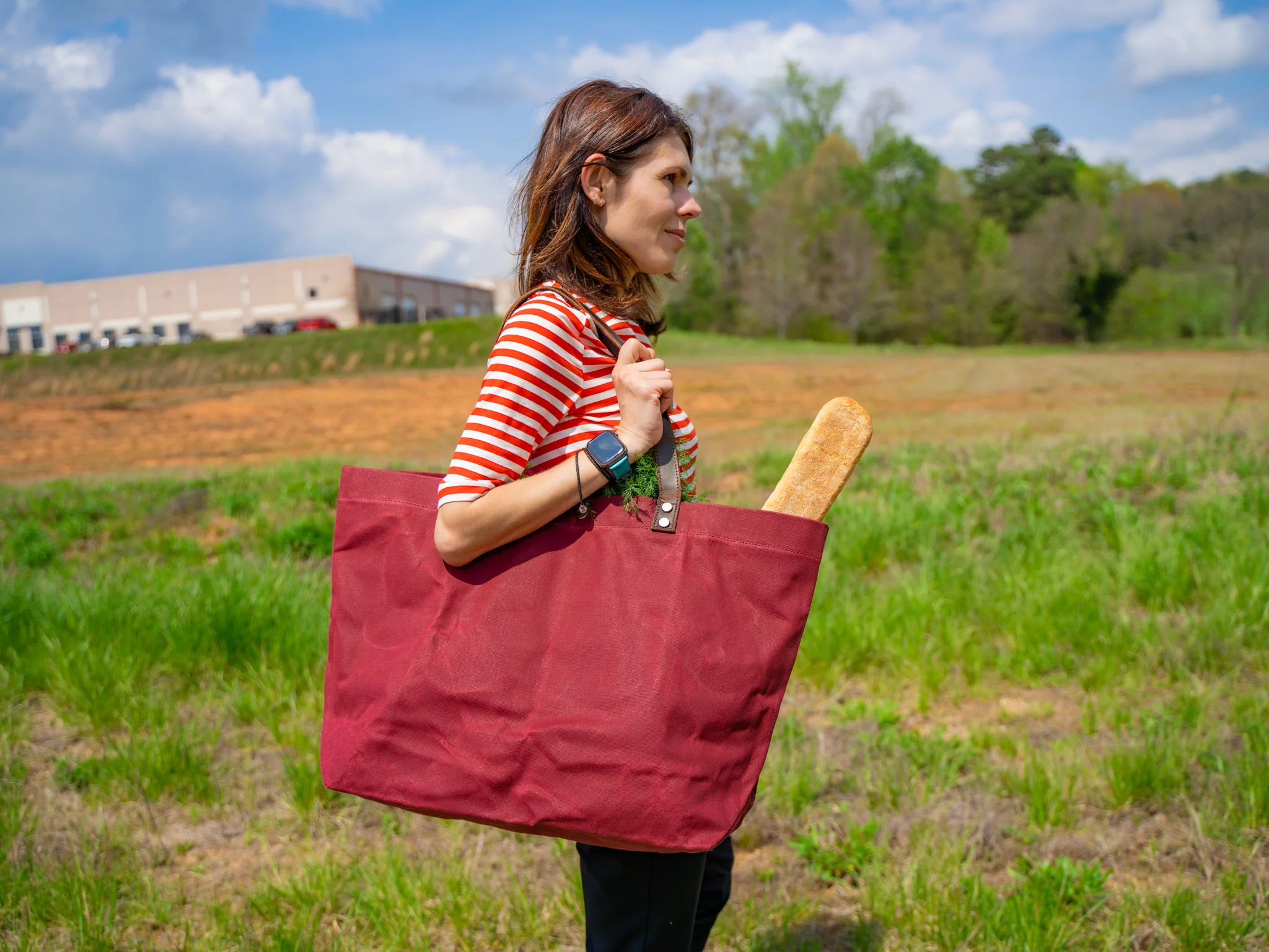 Waxed Canvas Tote Bag - Red - Image 5