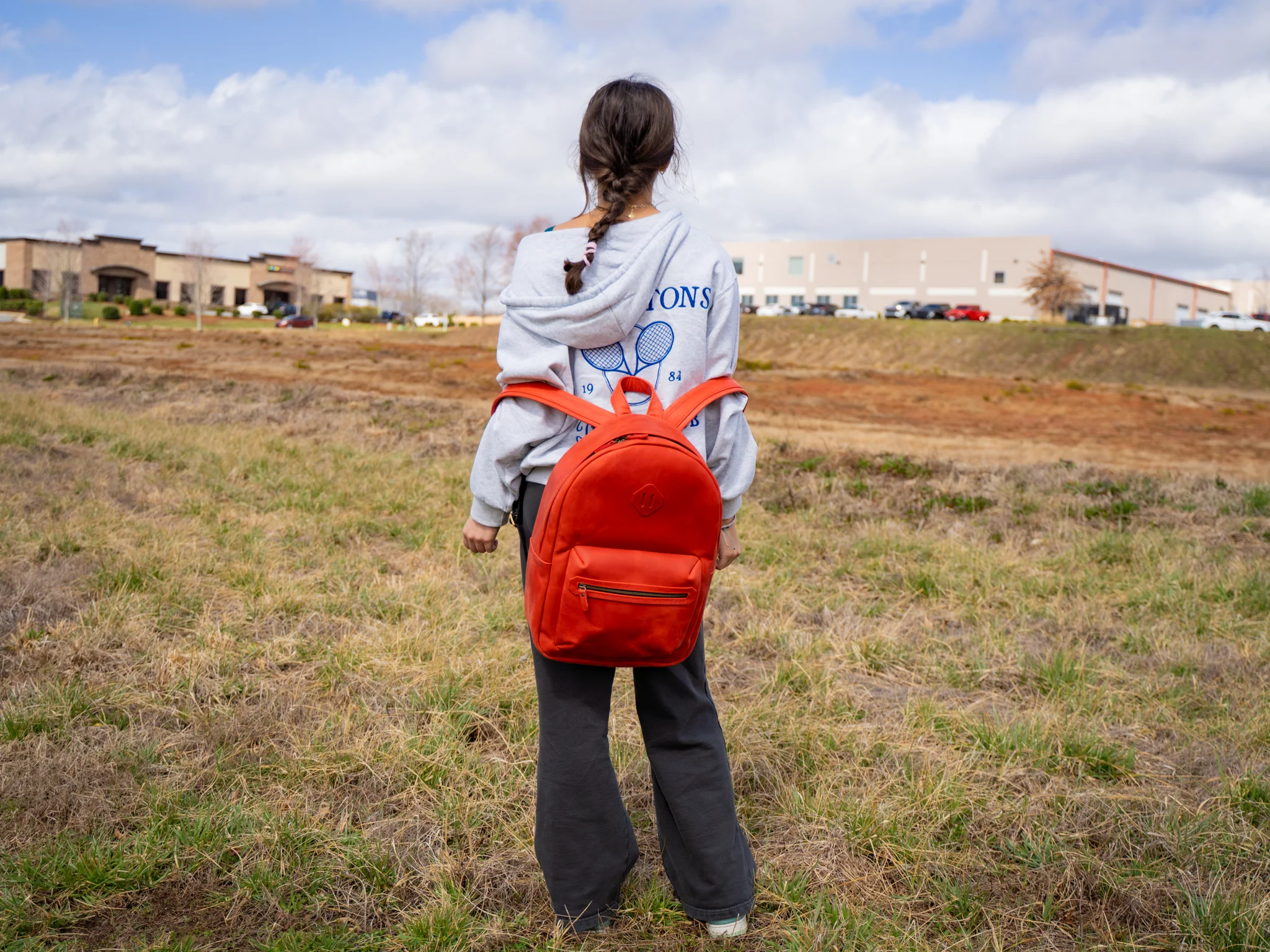 Women's Crazy Horse Leather Backpack City - Red - Image 4