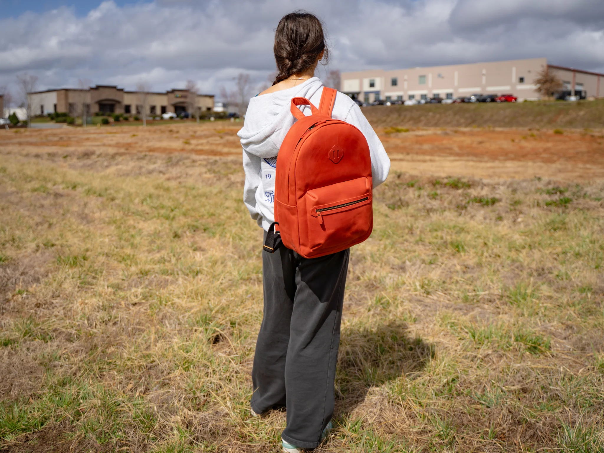 Women's Crazy Horse Leather Backpack City - Red - Image 6