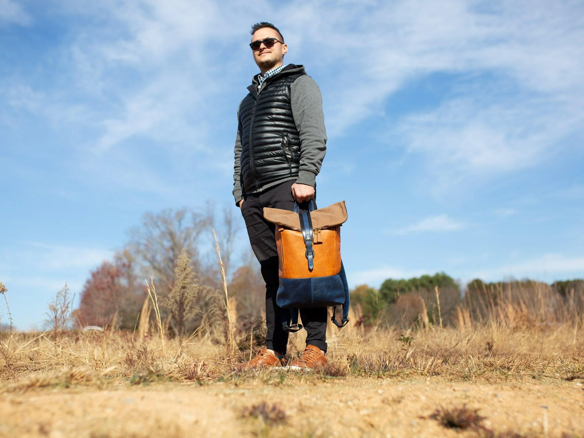 Zipper Rolltop Backpack Natural/Navy for Man - Image 2
